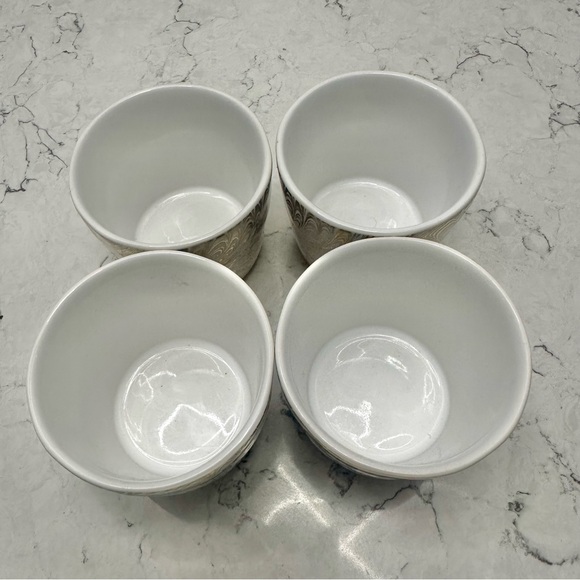 Juliska Firenze Medici Real Gold Platinum Marbleized Set Of 4 Cups Portugal - Picture 8 of 11
